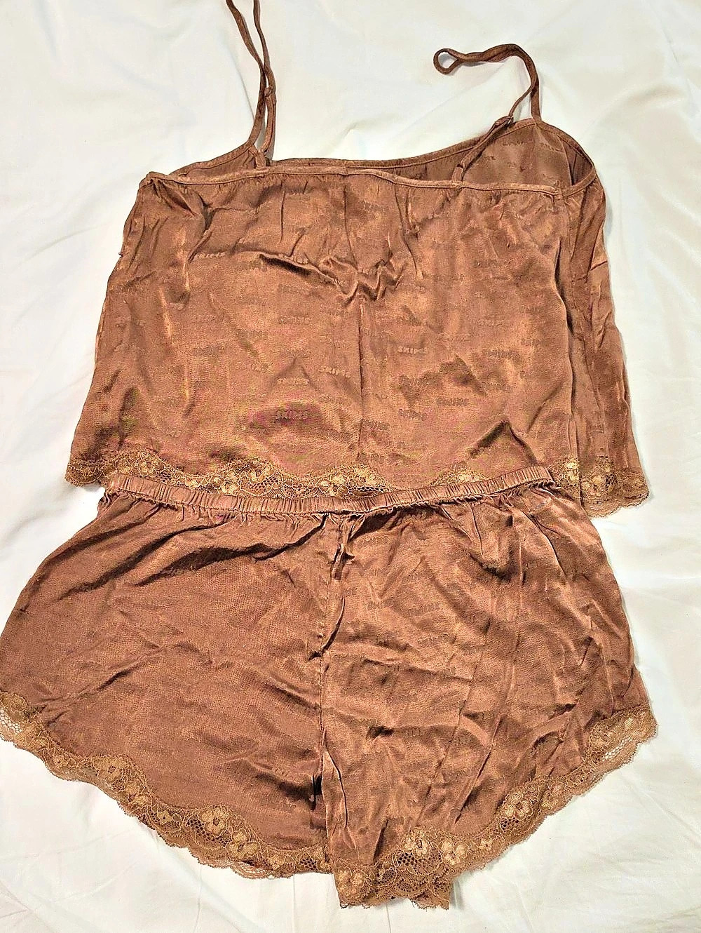 SKIMS Jacquard Lace Cami and Short Set - Jasper Brown Size Small